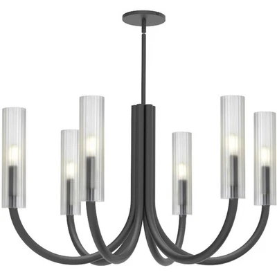 Lámpara de araña de varita negra mate Dainolite Lighting WAN-306C-MB-FR Foto 1 de 3