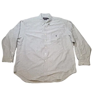 Mens XL Ralph Lauren Big Shirt Light Gray Beige Long Sleeve Polo Button Down - Picture 1 of 7