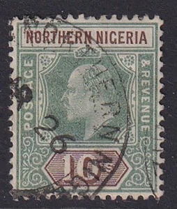 Nordnigeria. 1902. SG 18, 10/- grün & braun. Fein gebraucht. Katze 100£. - Bild 1 von 2