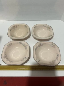 5 Inch Vintage American Limoges Peach Blo Silver Moon c1920s Bowl Set of 4 - Picture 1 of 4