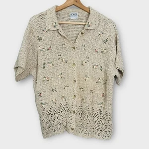 Vintage Knit Floral Embroidered Sweater - Koret Francesca Petites - Picture 1 of 7