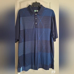 Ben Hogan Performance Polo Shirt L Blue Striped 2XL Casual Sporty - Picture 1 of 9