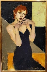 Malcolm Liepke - Niña Cabeza Roja en un Vestido Negro - Pintura al óleo - Imagen 1 de 9