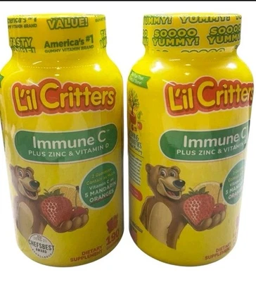 Gomitas Lil Critters Niños "Inmune C" Vitaminas C y D + Zinc 190 unidades (Paquete de 2) Foto 1 de 4