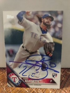 Tony Barnette Autographed 2016 Topps Signed Baseball Card #US135 Texas Rangers 