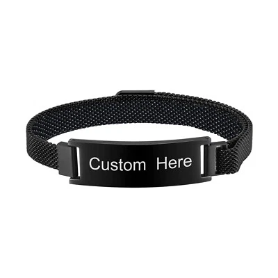 Personalised Medical Alert Bracelet Stainless Steel Customised Engraved ID Name - Image 1 of 4