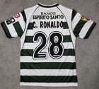 Sporting Lisbon CP 2003/2004 Home Cristiano Ronaldo #28 Retro Soccer Jersey L