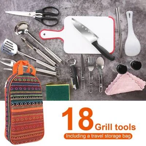 Camping Cooking Utensil Kit Picnic Cookware Outdoor Kitchen Equipment Barbecue - Picture 1 of 12