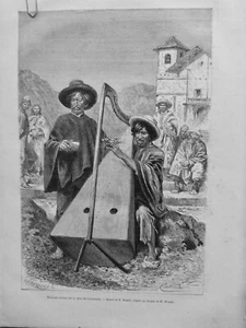 1875 Indian Musician Harp Popular Singer St. Cecilia 5 Newspapers - Picture 1 of 5