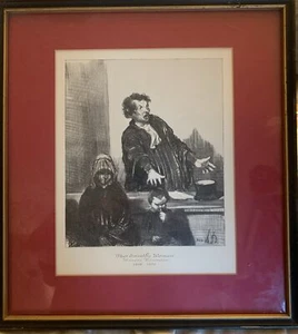 Honore Daumier Lithograph THIS SAINTLY WOMAN 1808-1879 Framed 14/1/4" X 15 1/2" - Picture 1 of 6