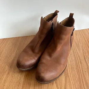 Lucky Brand Womens Size 9 M Basel Brown Leather Double Zip Ankle Booties Shoes - Picture 1 of 11