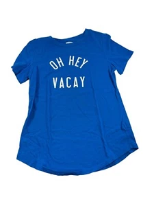 Old Navy Womens T Shirt Size Small Oh Hey Vacay Blue Short Sleeve Cotton Tee - Picture 1 of 5