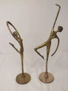 Ballerina ballerina in ottone sculture figure femminili moderne circa 14" e 12" - Foto 1 di 15