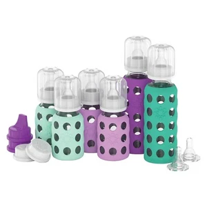 Lifefactory® 6-Glass Baby Bottle Starter Set (Mint/Lavender/Grape/Kale) - Picture 1 of 9