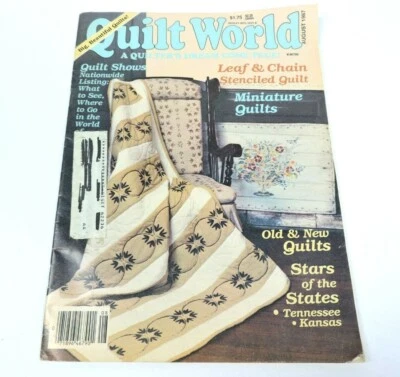 Quilt World Magazine Vintage August 1987 Album Quilts Signature Stenciled - Image 1 of 4