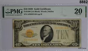 1928 $10 GOLD CERTIFICATE FR#2400 WOODS- MELLON PMG CERTIFIED VF20 #8882 - Picture 1 of 2
