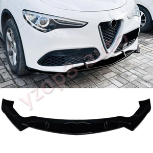 Kit divisor de labios alerón delantero negro brillante para Alfa Romeo Stelvio 17-23 3 piezas - Imagen 1 de 8