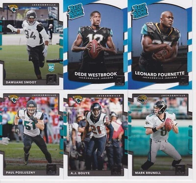 Juego de 12 equipos de fútbol americano Donruss 2017 Jacksonville Jaguars Leonard Fournette RC #319 Foto 1 de 2