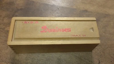Juego De Colección De 28 Dominó Doble Seis En Caja De Madera Cola De Milano Original Foto 1 de 4
