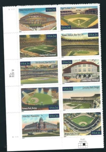Scott #3510/19...34 Cent...Baseball Fields...Plate Block of 10 - Picture 1 of 1