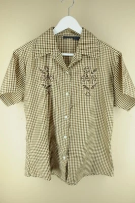 Blusa Camisa Vintage New Horizon Para Mujer Marrón Geométrica Floral Años 80 M Mediana Foto 1 de 2