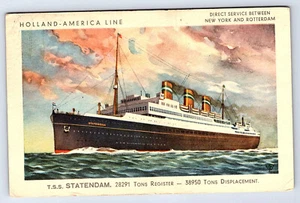 TSS Statendam Holland America Line Rotterdam New York Postcard posted sea C063 - Picture 1 of 2