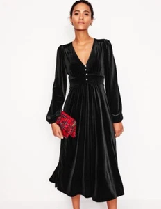 Boden Nuevo con Etiquetas Vestido de Fiesta Jocelyn Terciopelo Té Talla 4 Negro Terciopelo Manga Larga - Imagen 1 de 11