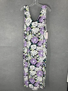 Joyspun Women's Midi Sleep Chemise PJ Sz L Pajama Dress Pockets Sleepwear - Picture 1 of 14