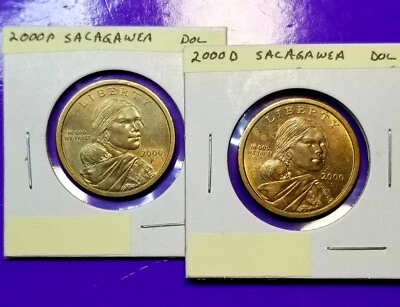 2000 P & D dólares Sacagawea $1 nativo americano au tonificación ligera/moderada 5508nv Foto 1 de 4