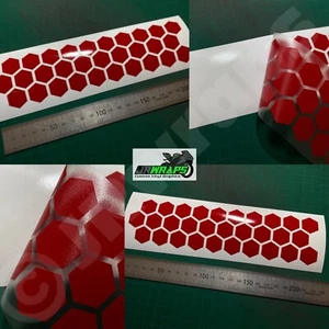 (X4) SECHSKANTSTREIFEN 220x55mm Aufkleber Aufkleber Motorrad Tank Auto Fahrrad glänzend rot - Bild 1 von 6
