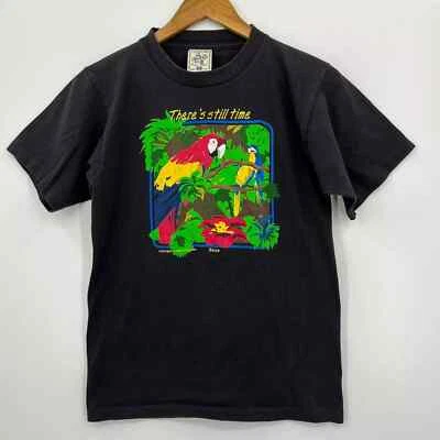 Alore T 恤成人 S 码黑色复古美国鹦鹉鸟动物 T 恤 1990 年代美国 — 第 1/4 张图片