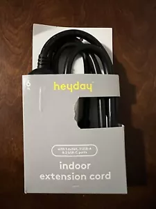 heyday 6' Indoor Extension Cord with USBs - Black (1 Outlet, 1 USB-A, 2 USB-C) - Picture 1 of 3