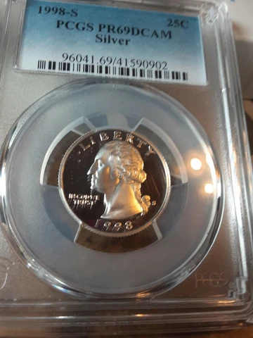 1998 S SILVER PROOF WASHINGTON QUARTER PCGS PR69 DCAM SPOTLESS WHITE  SILVER Cover