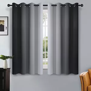 SimpleHome Ombre Room Darkening Curtains for Bedroom Gradient Black to Grey W... - Picture 1 of 8
