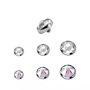 5pcs G23 Titanium Dermal Anchor Tops Cubic Zirconia Surface Piercing Skin 3-5mm - Picture 1 of 6