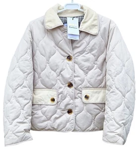BARBOUR by Alexa Chung Damen Blair Jacke Off White Kurzmantel Kariert UK 10 - Bild 1 von 12