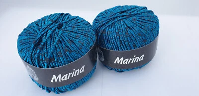 650g Marina Lana Grossa Fb 6 blau Baumwolle Viskose Bändchengarn SONDERPREIS - Bild 1 von 4