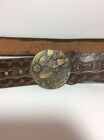 VTG Steampumk Siskiyou Watch Parts Bronze Buckle with Brown Hand Tooled Belt