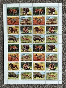 1972 AJMAN STATE ANIMALS OF THE WILD FULL SHEET 32 DECIMAL STAMPS CTO #18 - Picture 1 of 4
