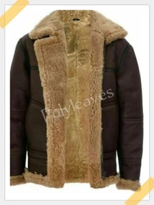 Aviator Shearling Flying Bomber Sheepskin Original Leather Jacket For Winter Men - Picture 1 of 4