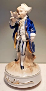 Vintage Ceramic Musical Box Figurine Ornament of a Regency Boy in Blue(M) - Picture 1 of 5