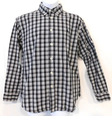 Camisa Ralph Lauren Niños Talla 12 14 M Blanca y Negra A Cuadros Abotonada Mediana Foto 1 de 4