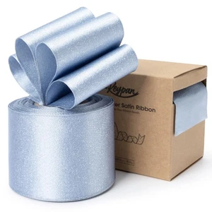 Keypan hellblau Satin Drahtband 2-1/2 Zoll doppelseitig Splitter Glitzer - Bild 1 von 7