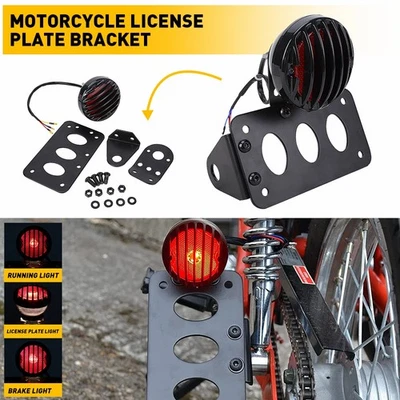 1” Motorcycle LED Tail Brake Light License Plate Bracket for Honda Kawasaki Foto 1 de 4