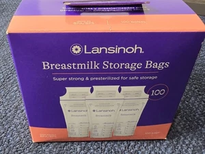 Lansinoh Breastmilk Storage Presterilized 100 Bags Breast Milk Bags | NEW Box - Picture 1 of 3