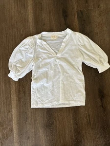 Nation Los Angeles Puffy Sleeve Top White Preppy Size XS MINT Classic - Bild 1 von 6