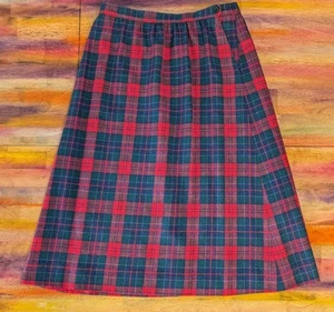 ⭐VTG Womens Pendleton Skirt 100%VIRGIN WOOL Tartan Plaid Red Green Lined 80s USA - Picture 1 of 12