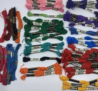 DMC Floss JP Coates Mixed Colors 66 Skeins 6 Strand Embroidery Thread Yarn - Image 1 of 4