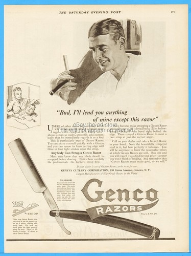 1920 Geneva Cutlery NY Genco Straight Razor Shaving Blade Bud I'll Lend ...