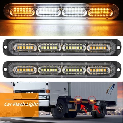 White/Amber LED Car Truck Beacon Strobe Warning Hazard Flashing Light - Image 1 of 4